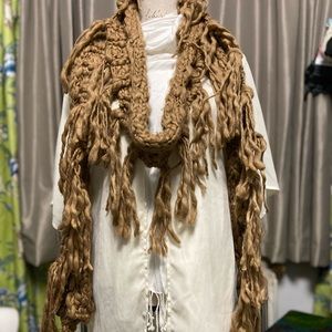 Tan fringe scarf
